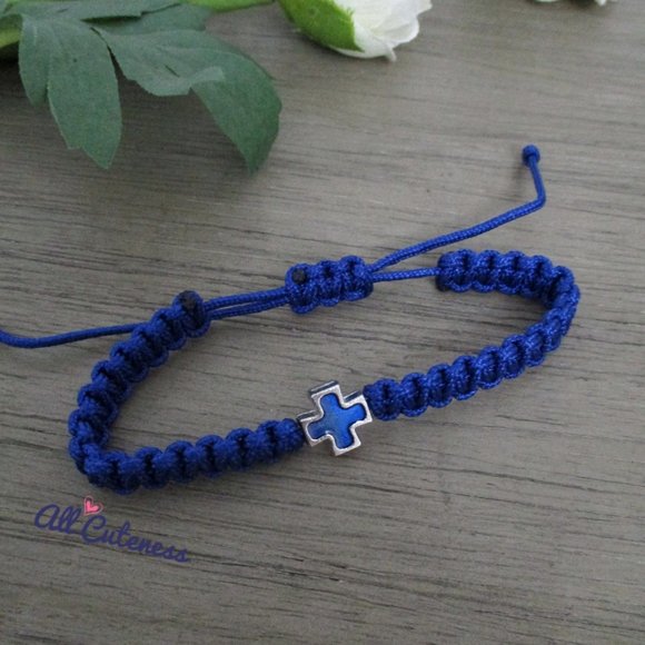 🎀 Blue Macrame Drawstring Bracelet - Picture 1 of 2